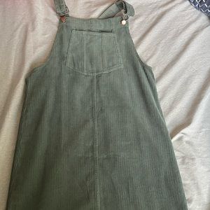 trendy cottagecore/fairycore/grunge dark green courdroy dress